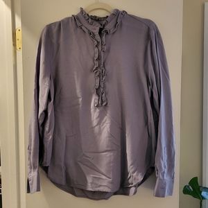 ANN TAYLOR flannel periwinkle blouse